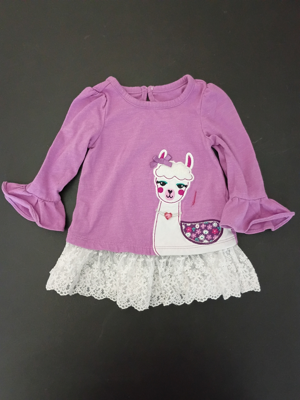 Kids Baby Girls Purple Llama Long Sleeve Tunic Top Size 6-9 Months